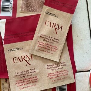 A set of 12 Farm X Amazon Berry Boost Body Firming Cream pocket packets (sealed)